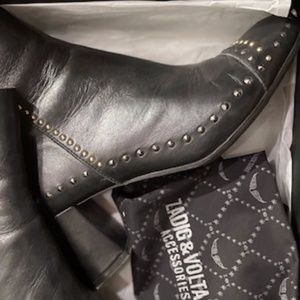 Zadig & Voltaire Lena Clous Studded Ankle Boots Size 40